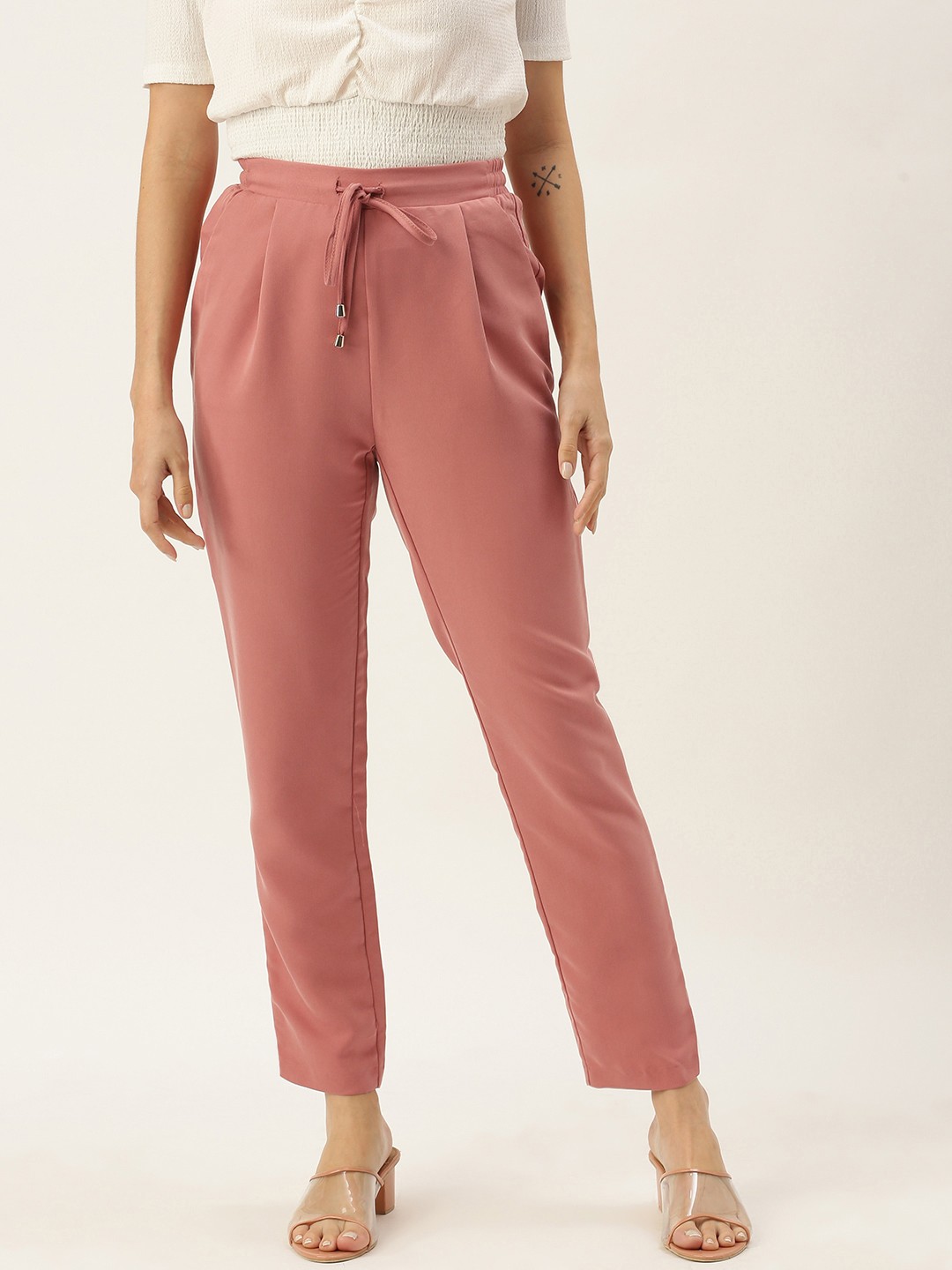 

Koton Women Pink Pleated Trousers