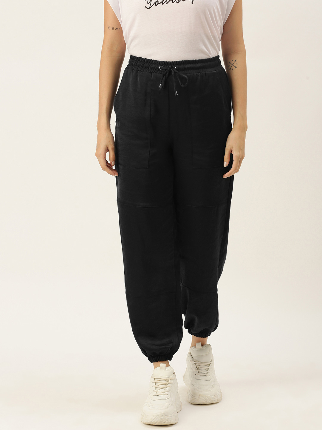

Koton Women Black Solid Jogger Trousers