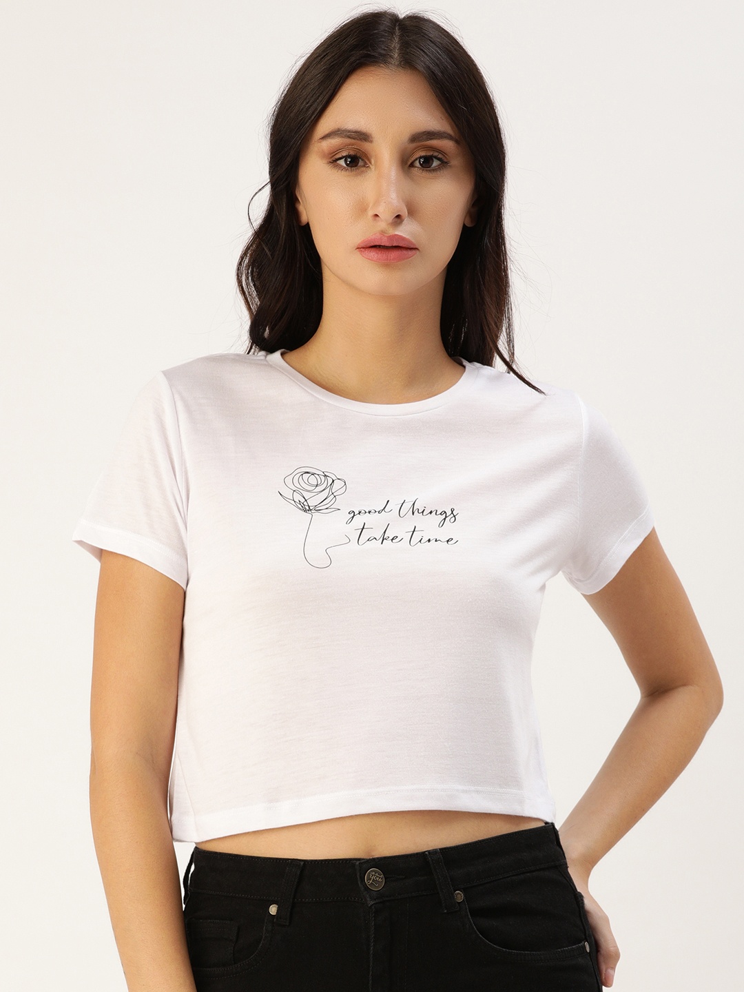 

Koton Women White & Black Typography Print T-shirt