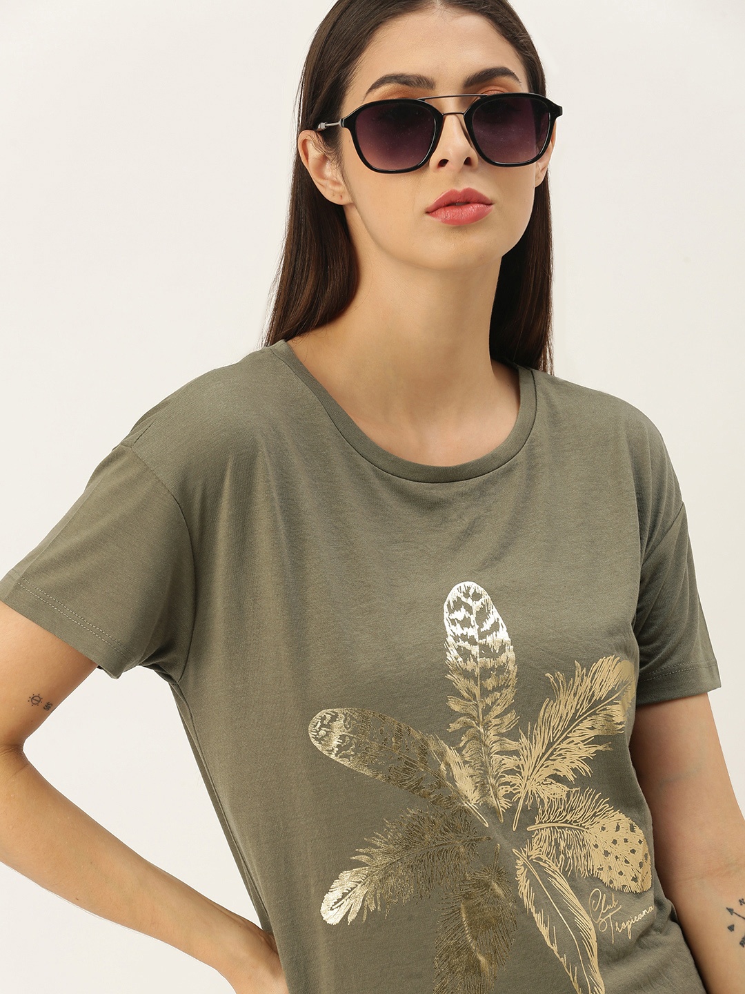 

Koton Women Khaki Printed T-shirt