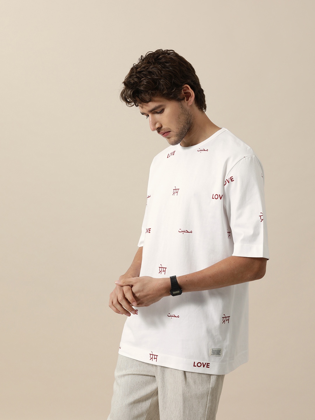

Mr Bowerbird Men White Oversized Fit Typography Printed Pure Cotton T-shirt