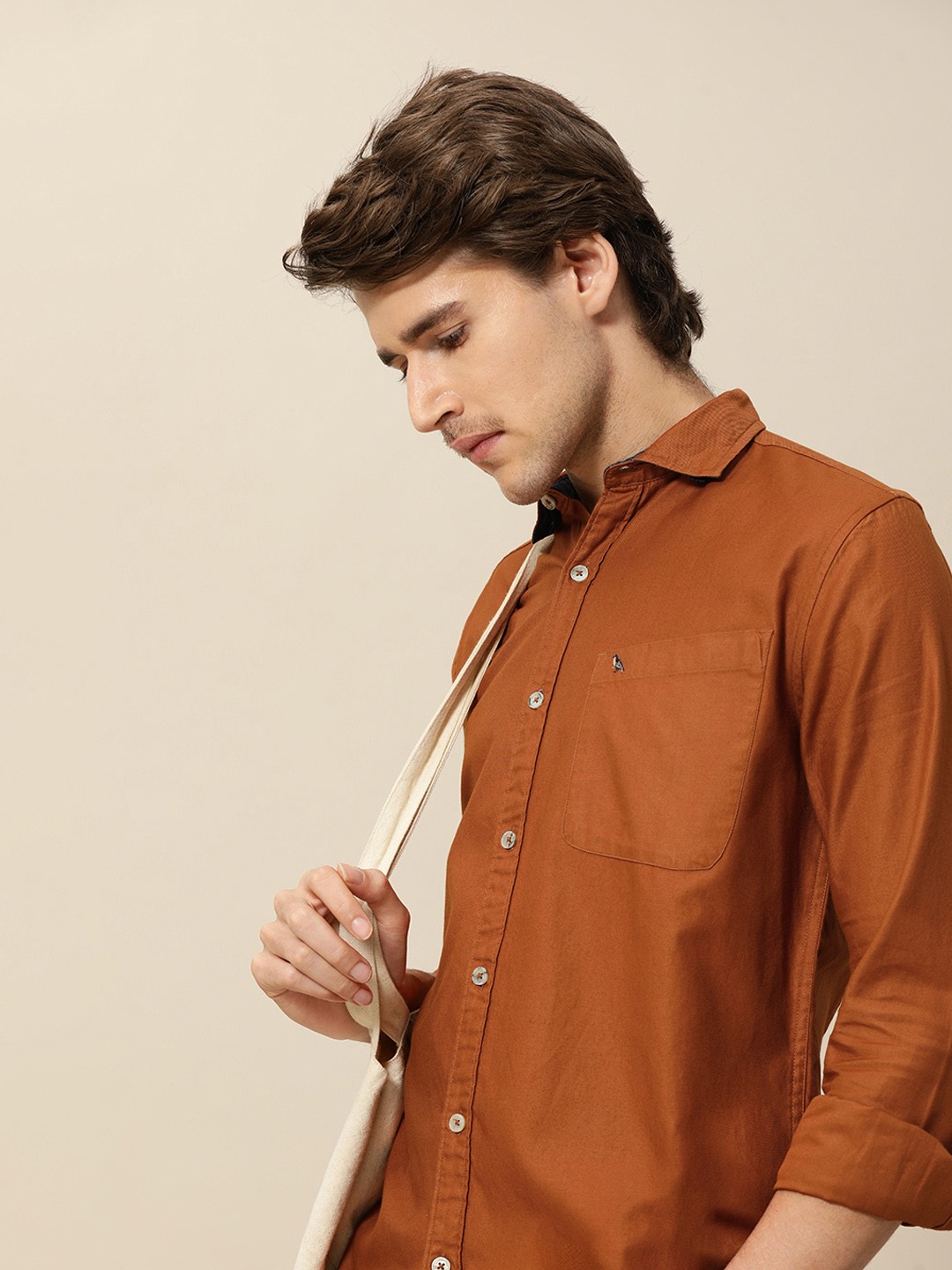 

Mr Bowerbird Men Rust Brown Pure Cotton Tailored Fit Casual Shirt