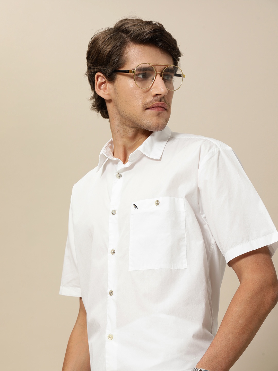 

Mr Bowerbird Men White Pure Cotton Liberal Fit Casual Shirt