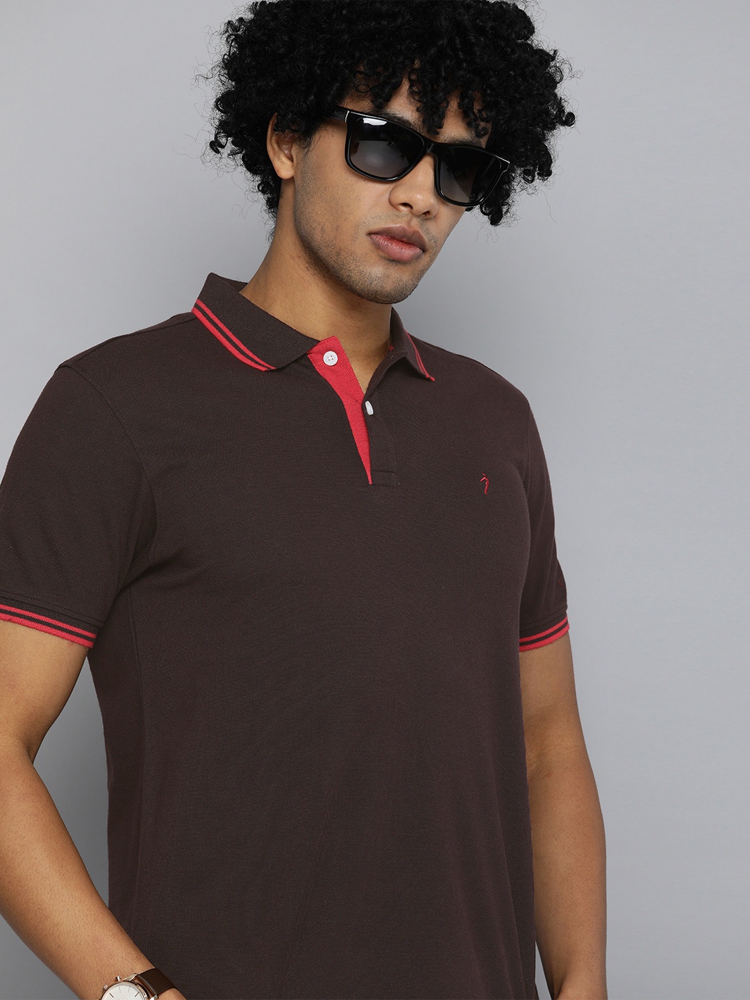 

Indian Terrain Men Brown Polo Collar T-shirt