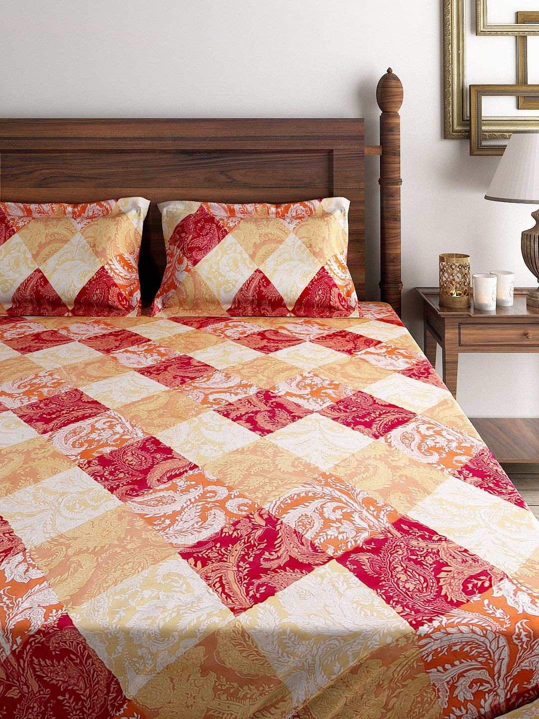 

SWAYAM Multicoloured 124 TC Cotton Double Bedsheet with 2 Pillow Covers, Multi