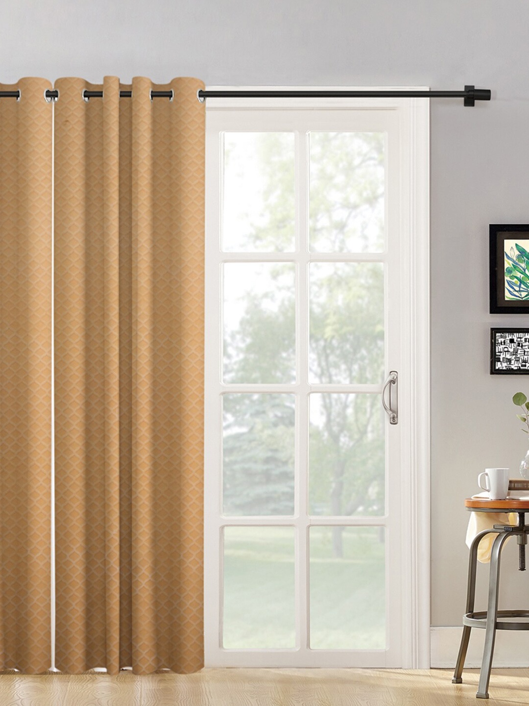 

HOSTA HOMES Cream-Coloured Geometric Long Door Curtain