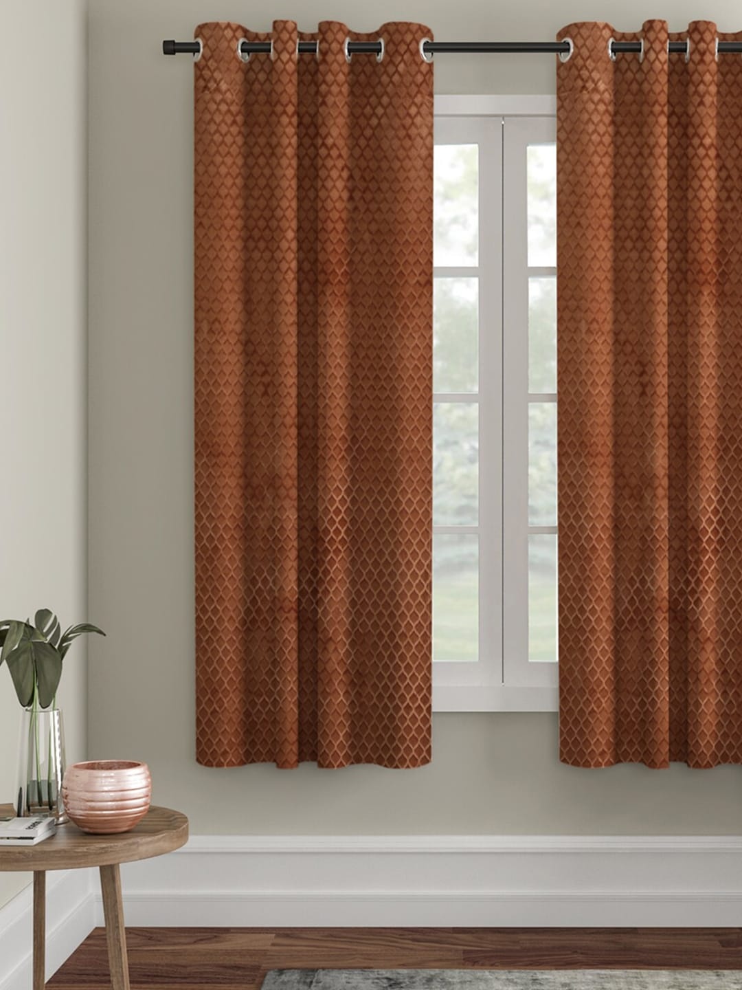 

HOSTA HOMES Brown Geometric Window Curtain