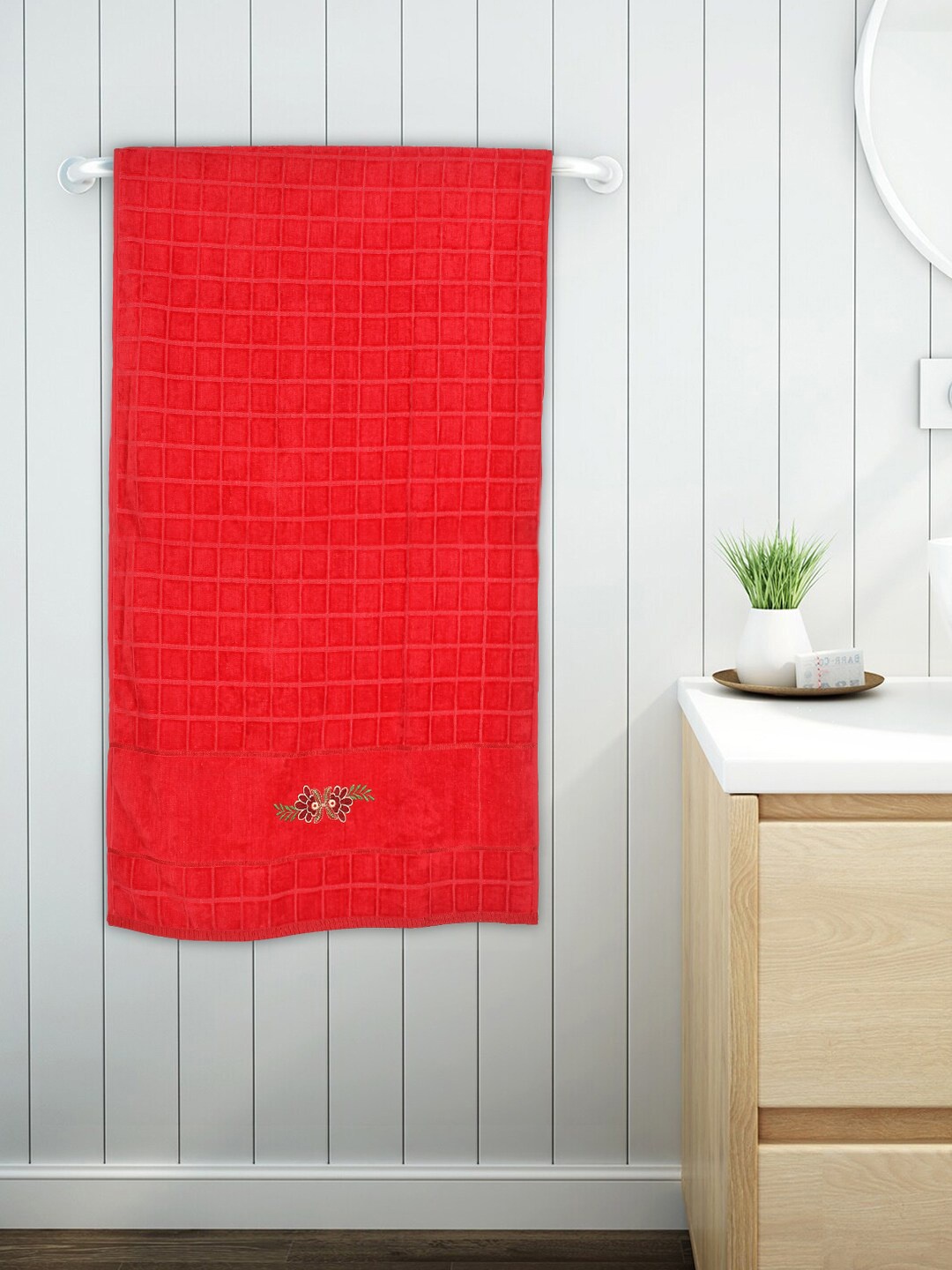 

Kuber Industries Red Solid 400 GSM Cotton Bath Towels