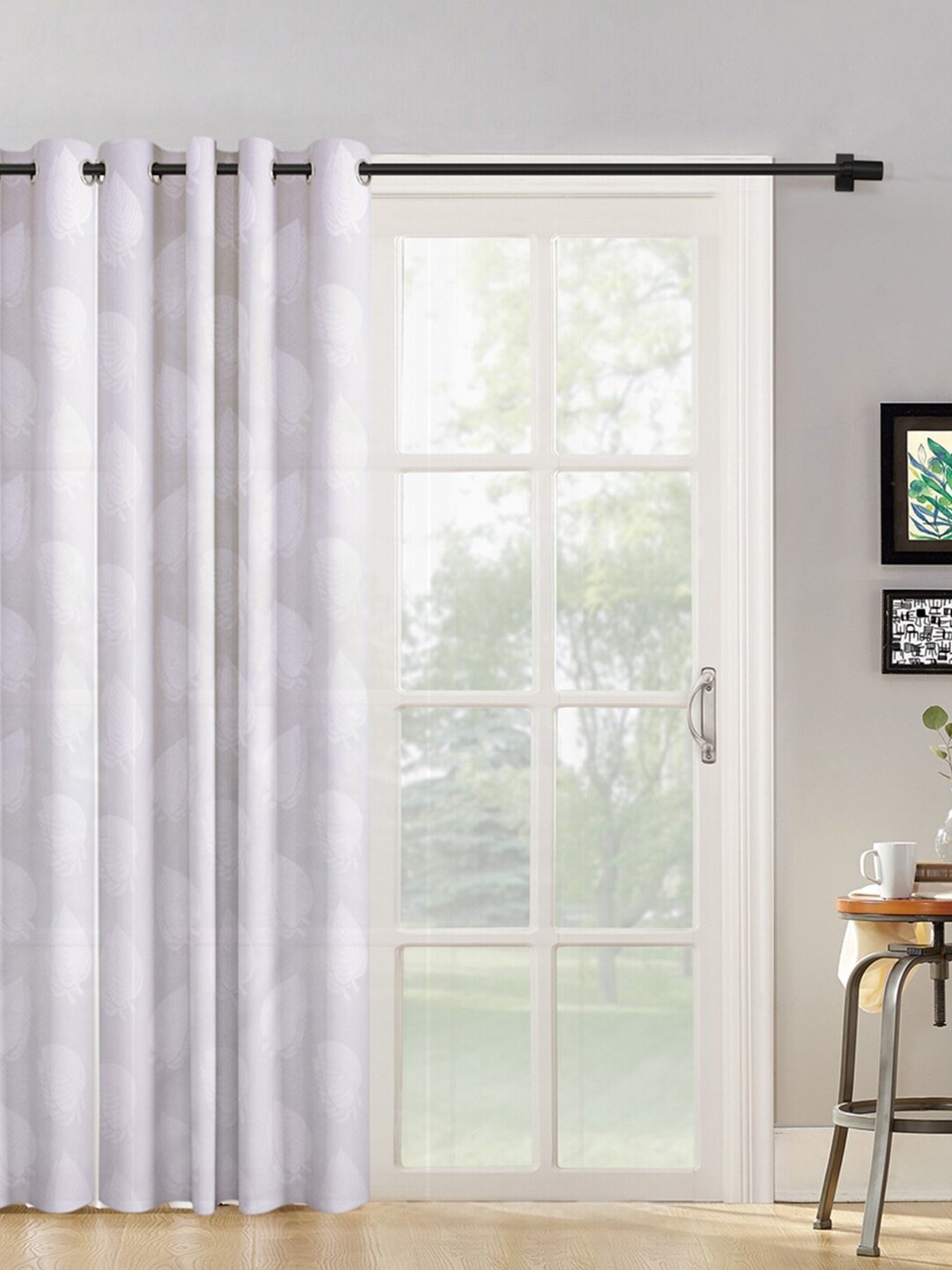 

HOSTA HOMES White Floral Long Door Curtain