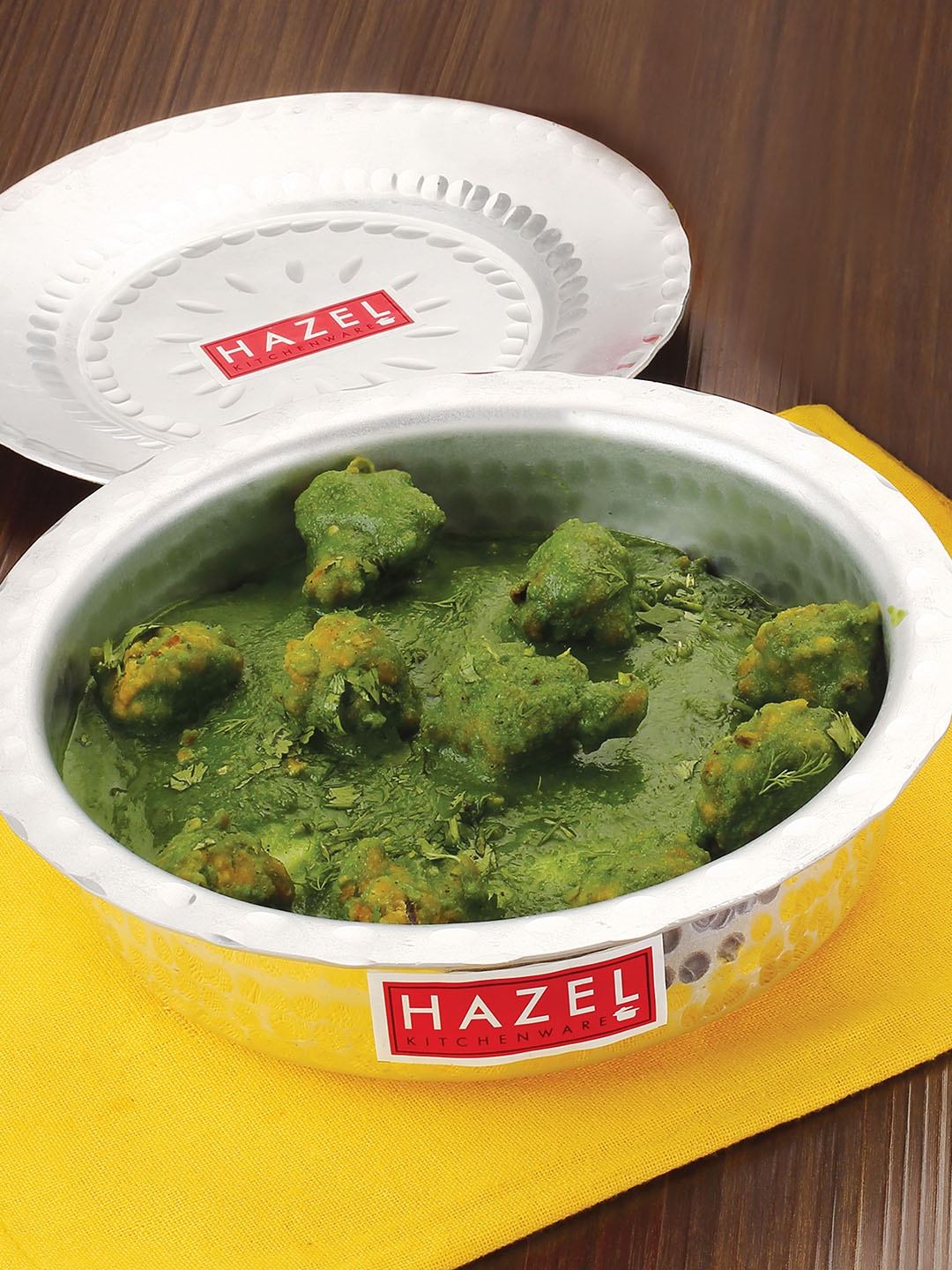 

HAZEL Silver-Toned Hammered Langdi Patila Pot With Lid 1700 Ml
