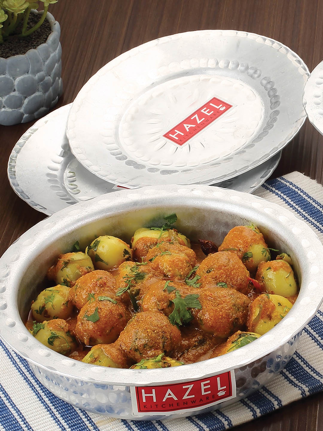 

HAZEL Silver-Toned Aluminium Langdi Patila Pot With Lid