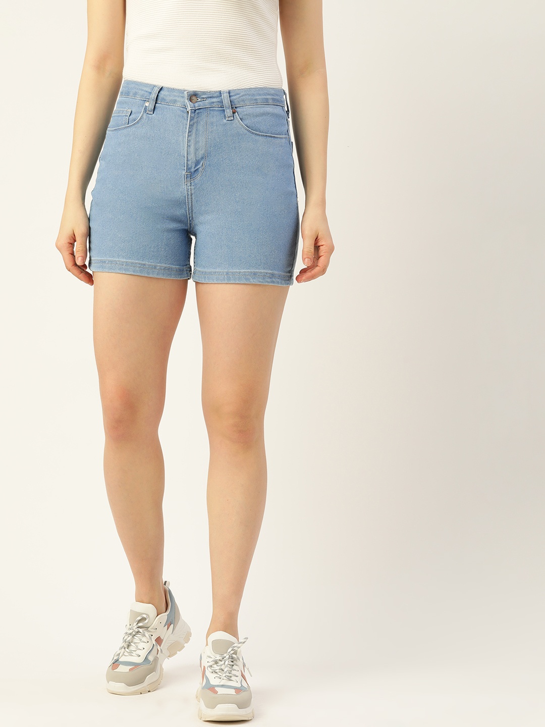 

DressBerry Women Blue Solid Denim Shorts