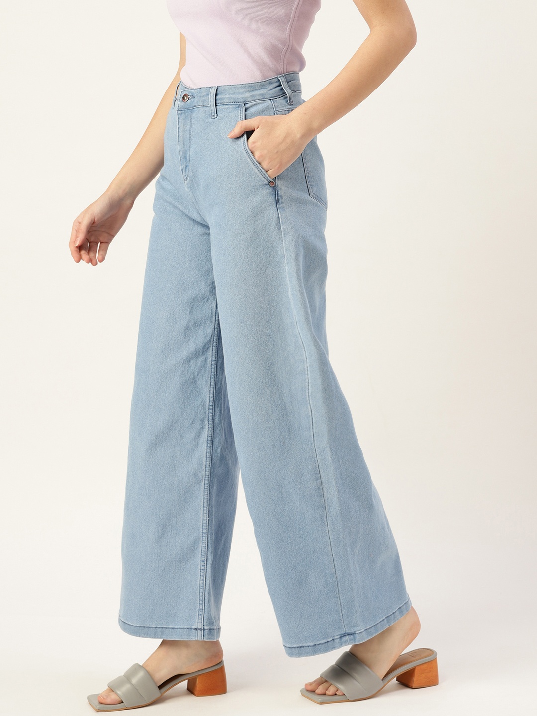 

DressBerry Women Blue Wide Leg High-Rise Stretchable Jeans