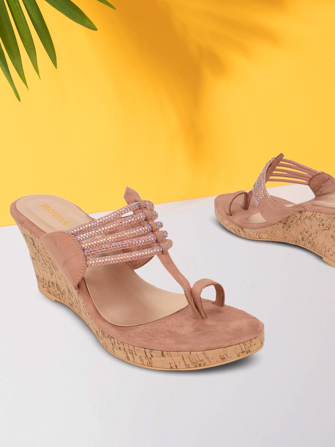 

Rocia Pink Embellished Wedge Sandals