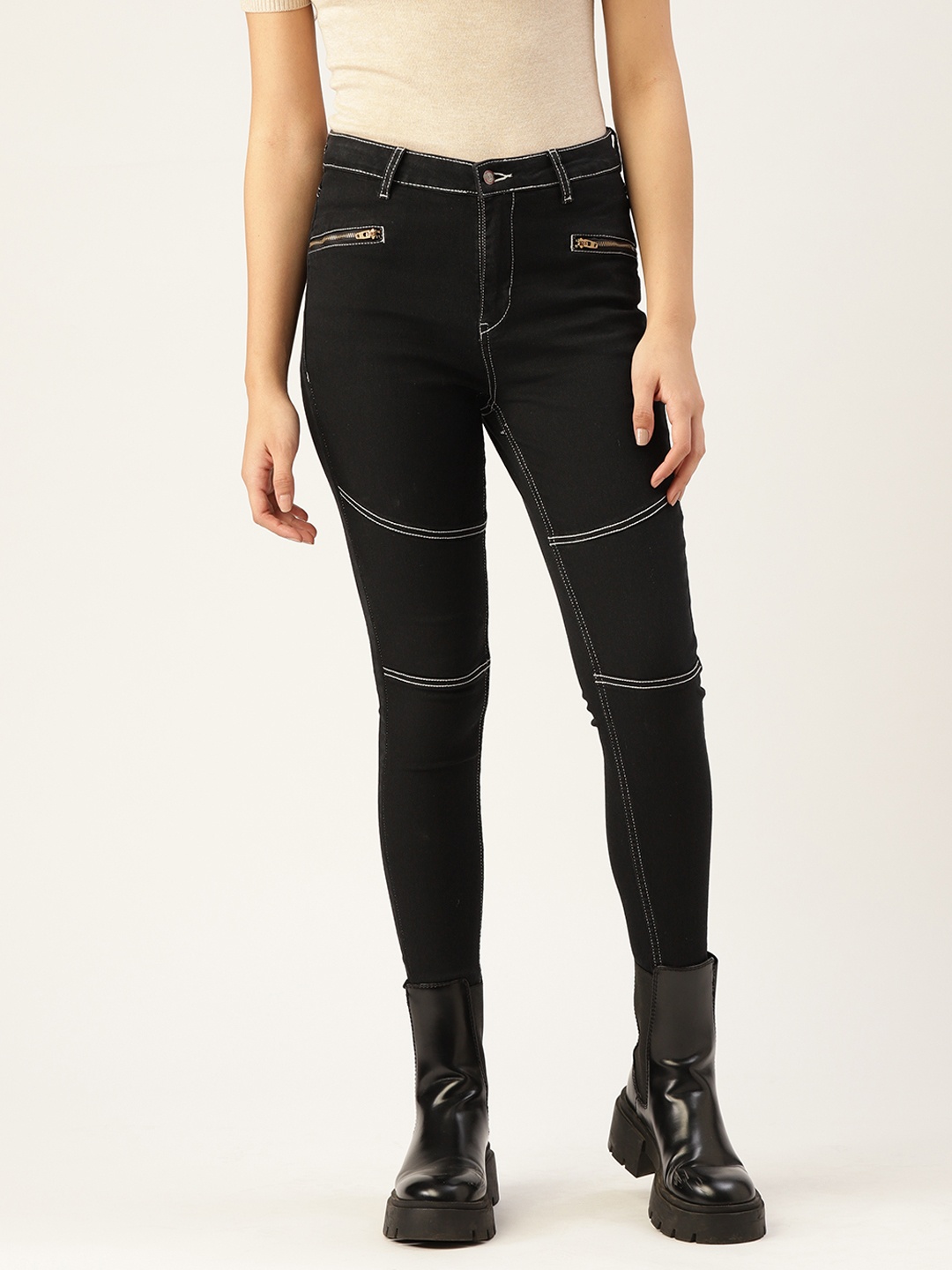 

DressBerry Women Black Skinny Fit High-Rise Stretchable Jeans