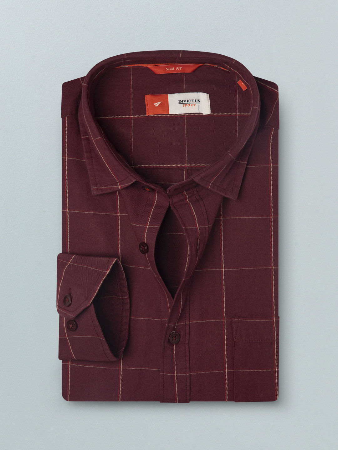 

INVICTUS Men Burgundy Pure Cotton Slim Fit Checked Casual Shirt