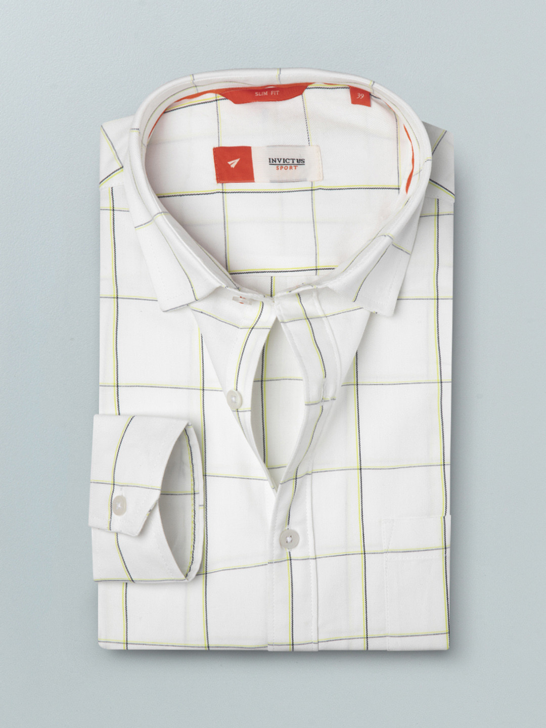 

INVICTUS Men White & Black Slim Fit Windowpane Checks Checked Casual Cotton Shirt