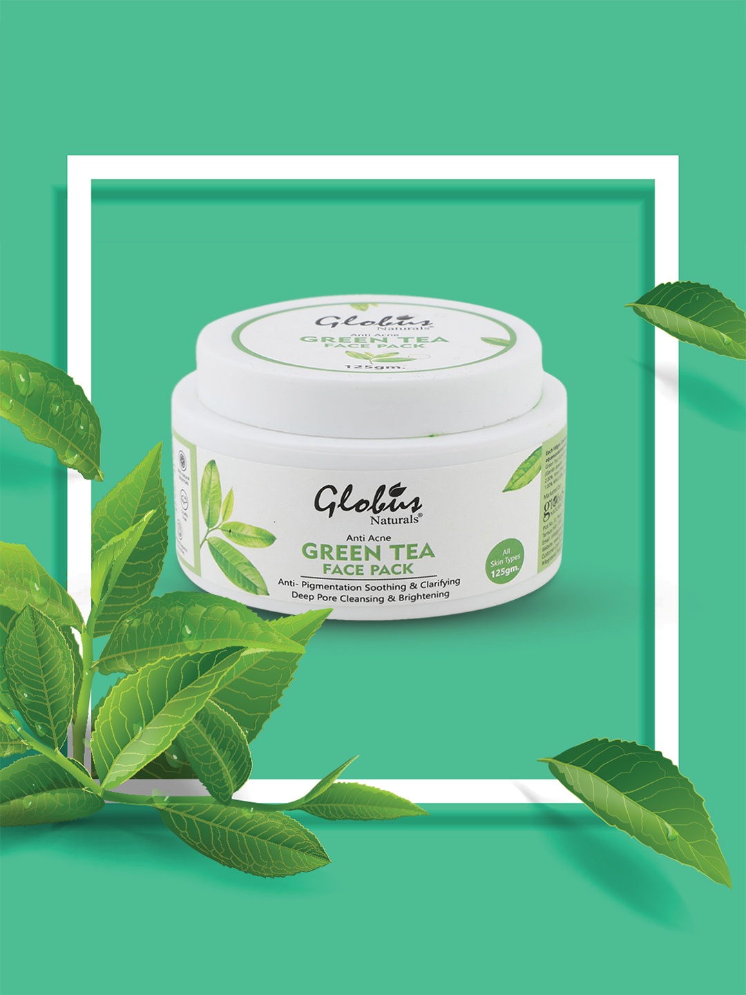 

Globus naturals Green Tea Anti-Acne Face Pack for Anti-Pigmentation - 125 g, White