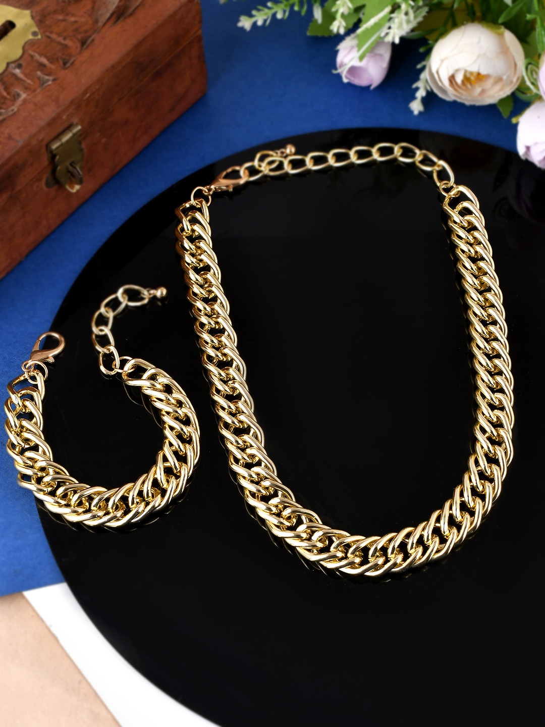 

AQUASTREET Gold-Plated Chain-Link Jewellery Set