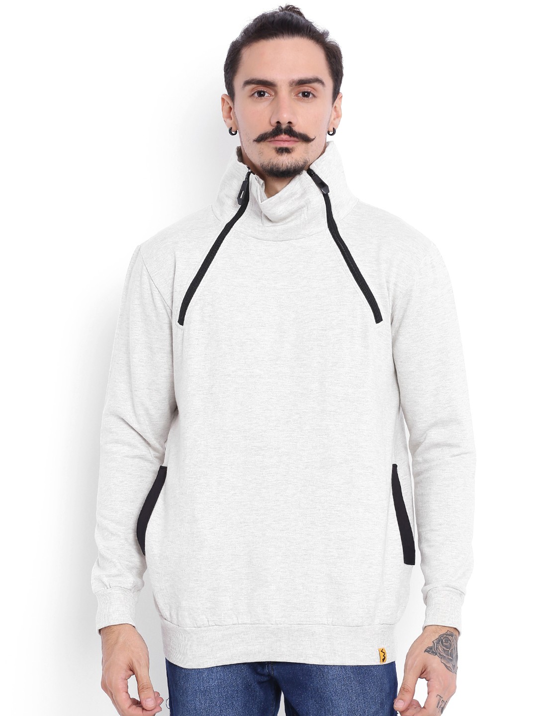

Campus Sutra Cream-Coloured Sweatshirt