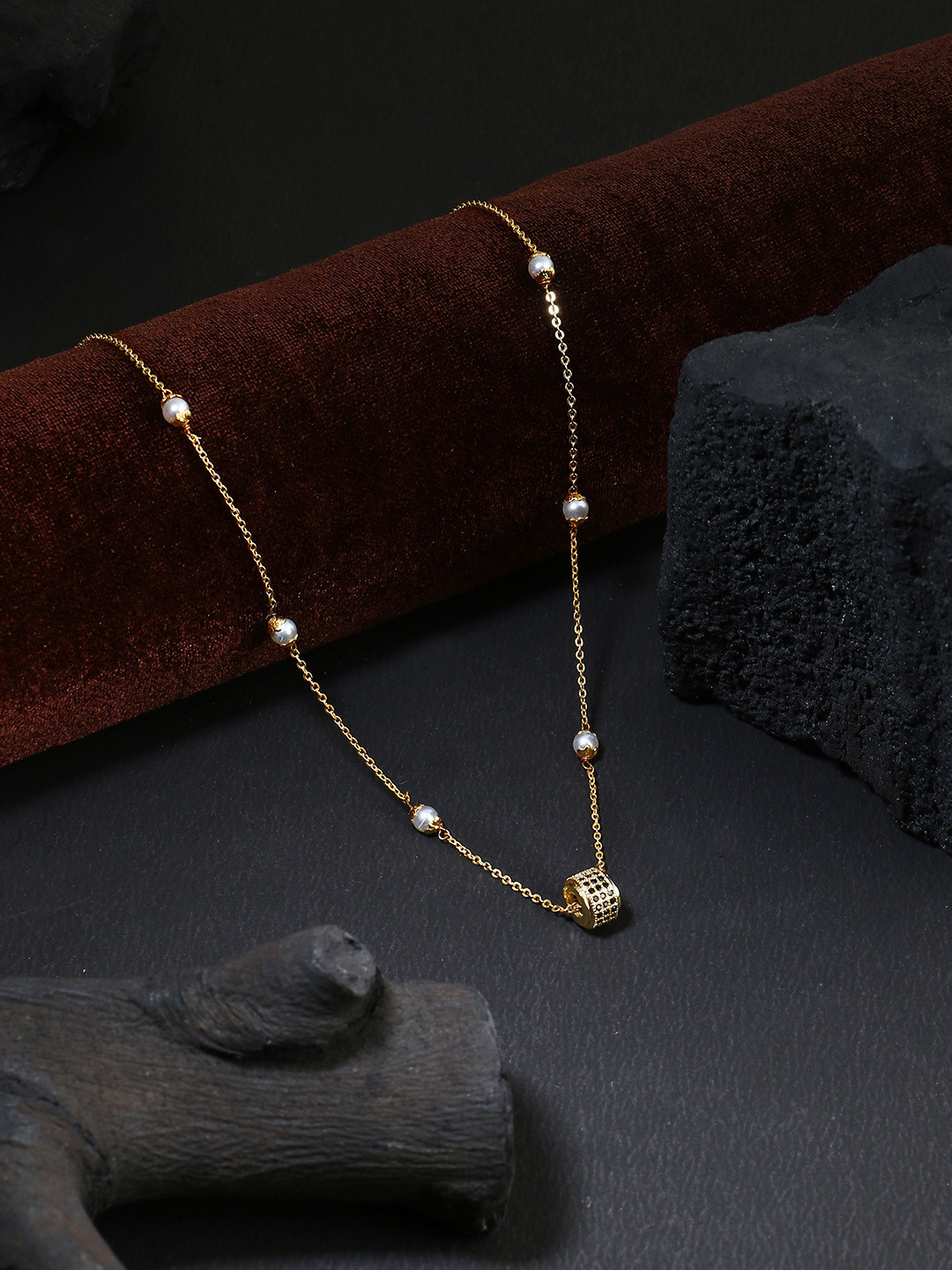 

Adwitiya Collection Gold-Plated White Copper Handcrafted Chain