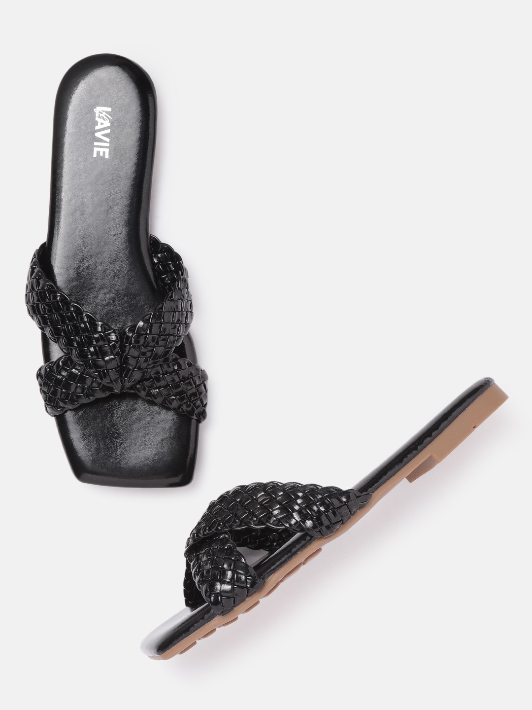 

Lavie Women Black Braided Open Toe Flats