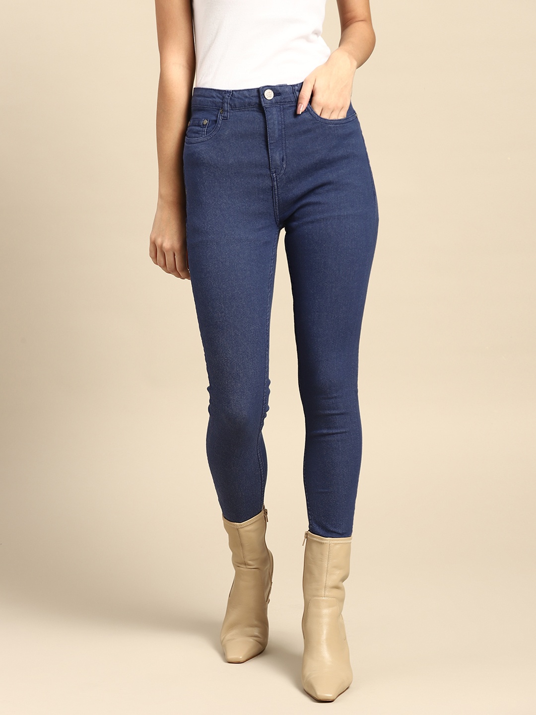 

all about you Women Navy Blue Super Skinny Fit High-Rise Stretchable Jeans