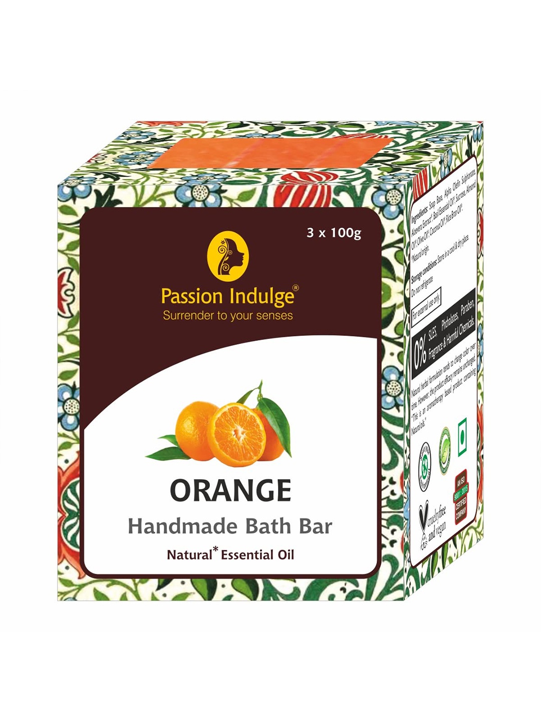 

Passion Indulge Pack of 3 Natural Handmade Orange Bath Bar Soaps, White