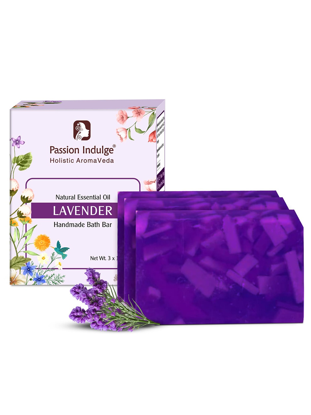 

Passion Indulge Pack of 3 Natural Handmade Lavender Bath Bar Soaps, White