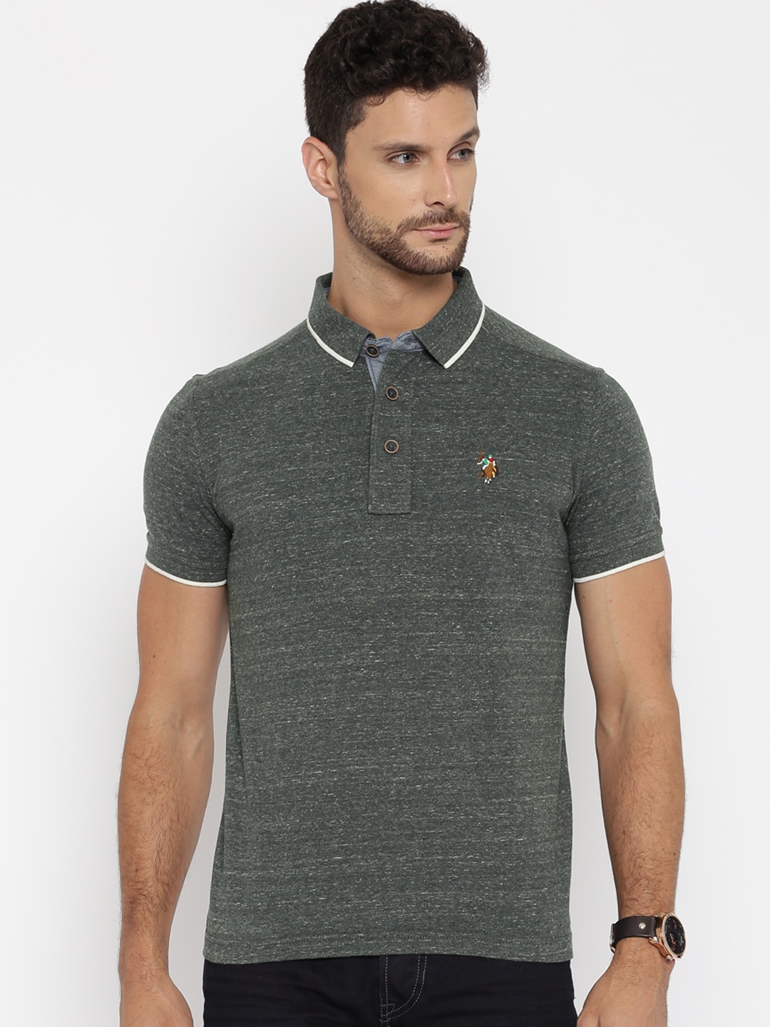 

U.S. Polo Assn. Men Charcoal Grey Polo T-Shirt