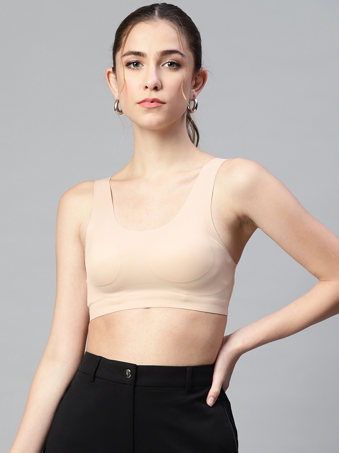 

Marks & Spencer Nude-Coloured Solid Workout Bra