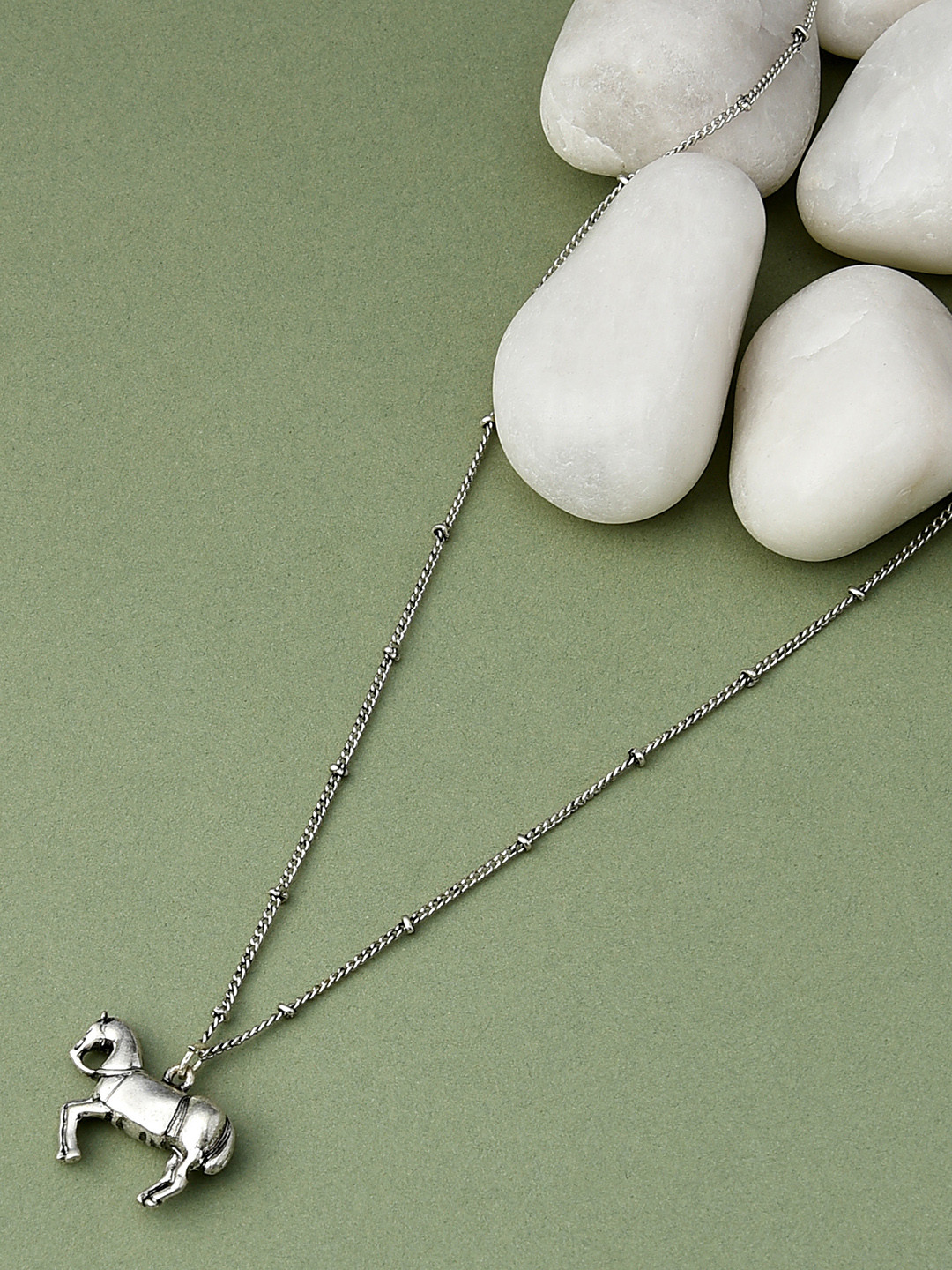 

AMI Silver-Toned Silver-Plated Oxidised Chain