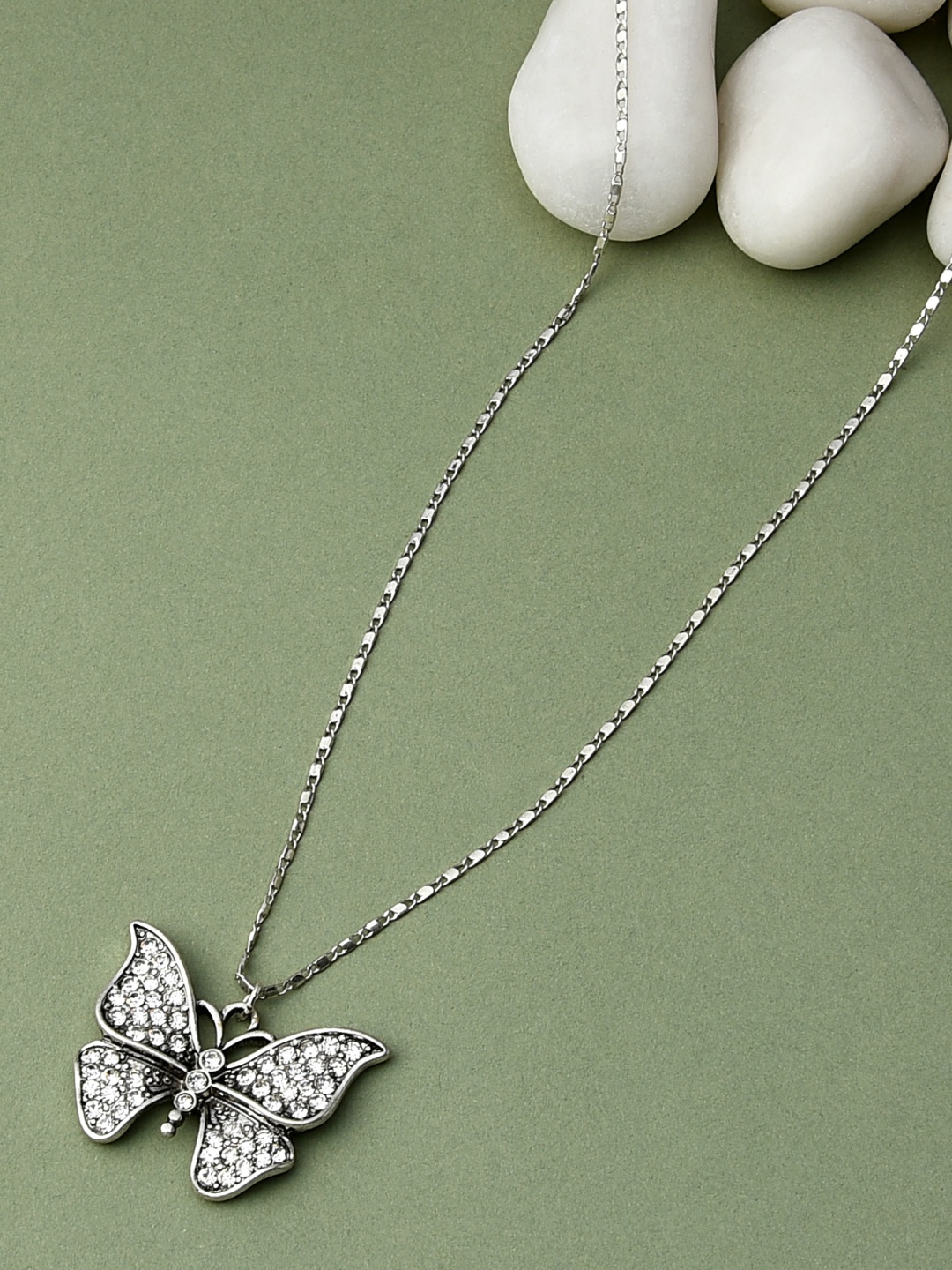 

AMI Silver-Toned Silver-Plated Oxidised Chain
