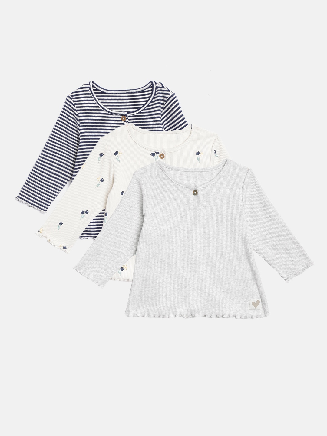 

Marks & Spencer Girls Pack of 3 Pure Cotton Sustainable Round Neck Tops, Off white