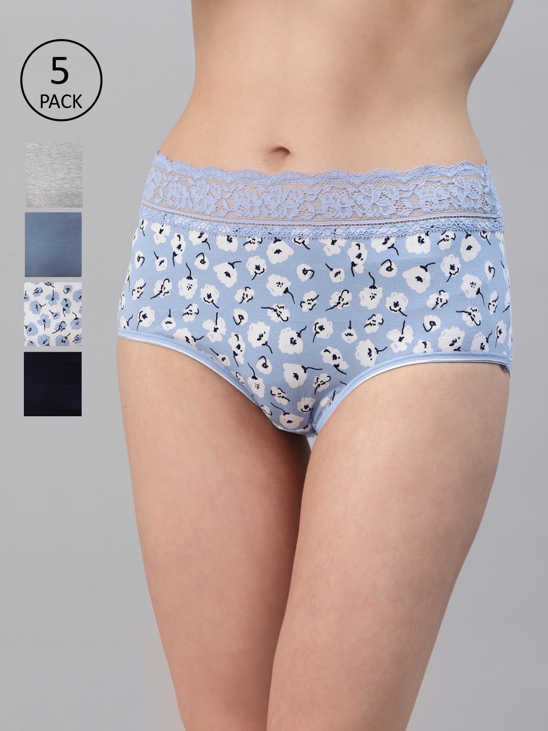 

Marks & Spencer Women Pack of 5 High-Rise Hipster Briefs T615024F, Blue