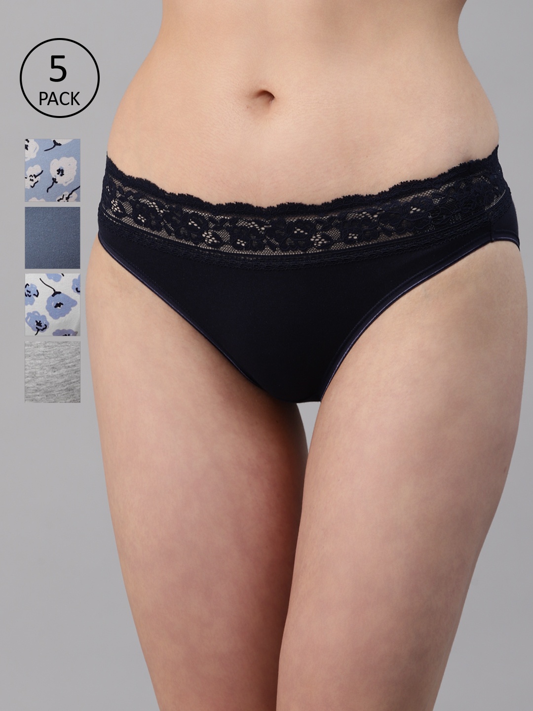 

Marks & Spencer Women Pack of 5 Mid-Rise Hipster Briefs T615024L, Black