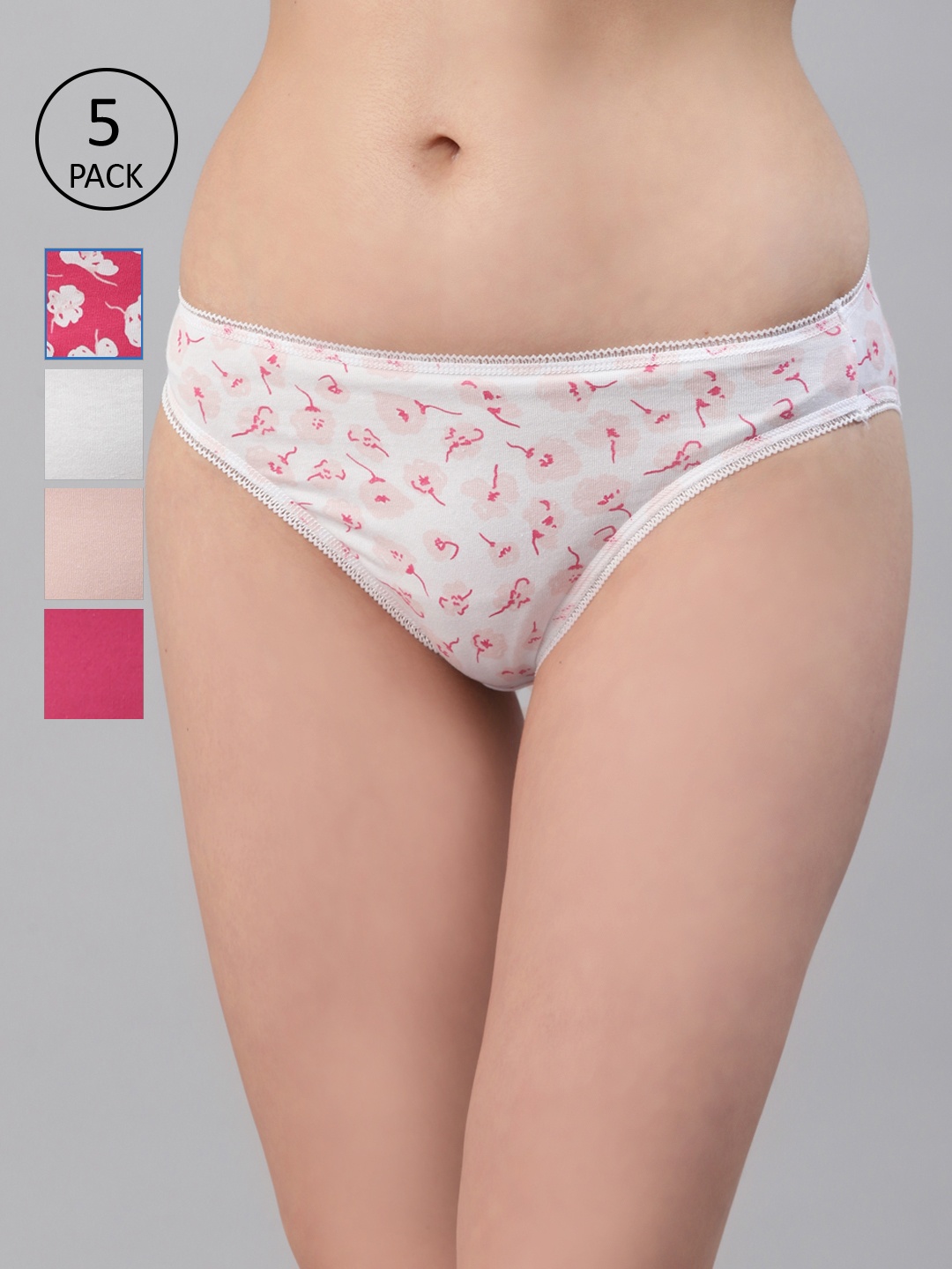 

Marks & Spencer Women Pack of 5 Low-Rise Hipster Briefs T612040X, White