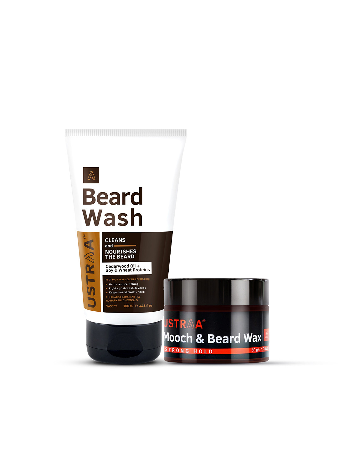 

Ustraa Mooch & Beard Wax Beard Wash Woody, Brown