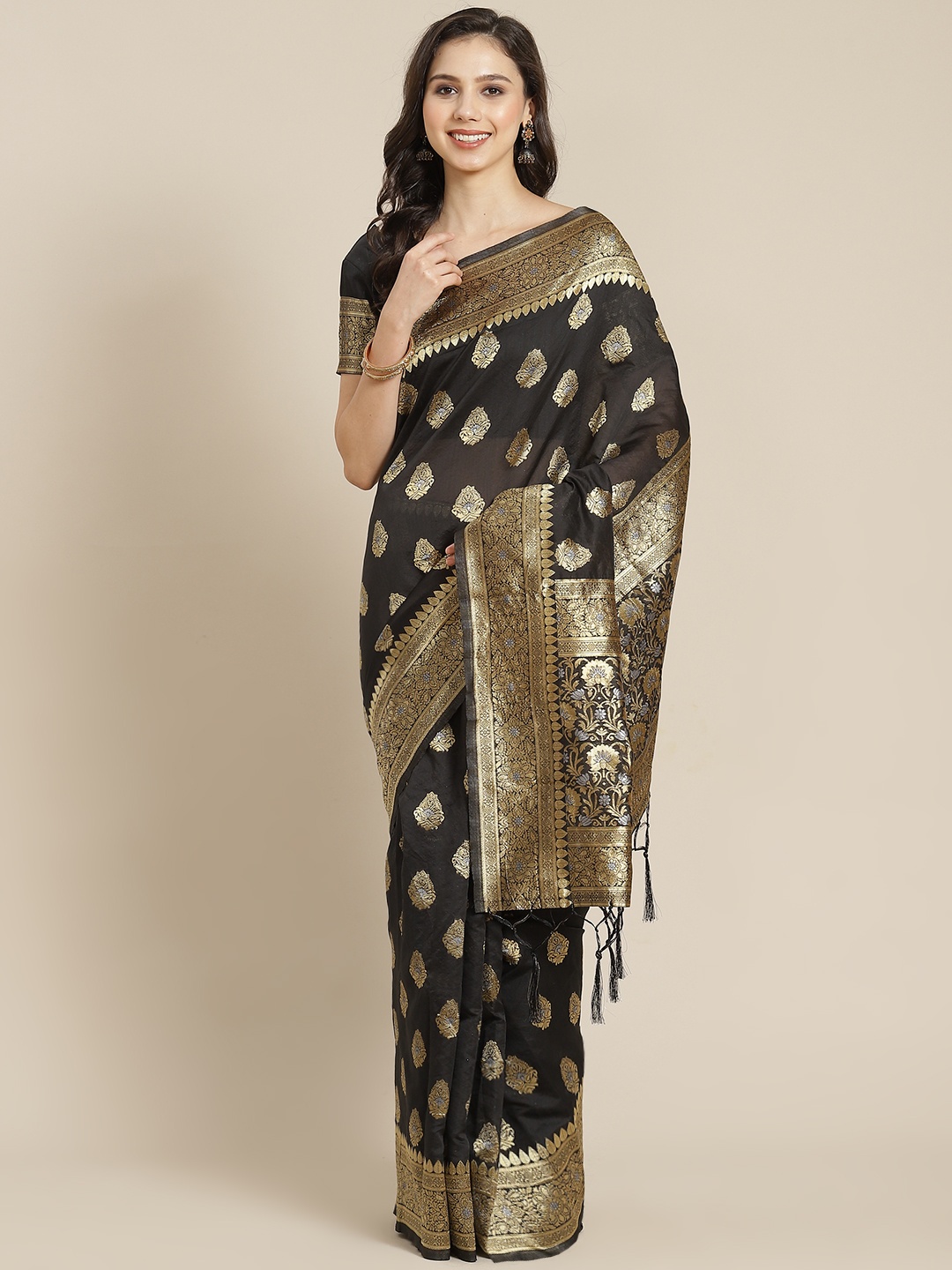

RedRound Black & Golden Woven Design Banarasi Saree