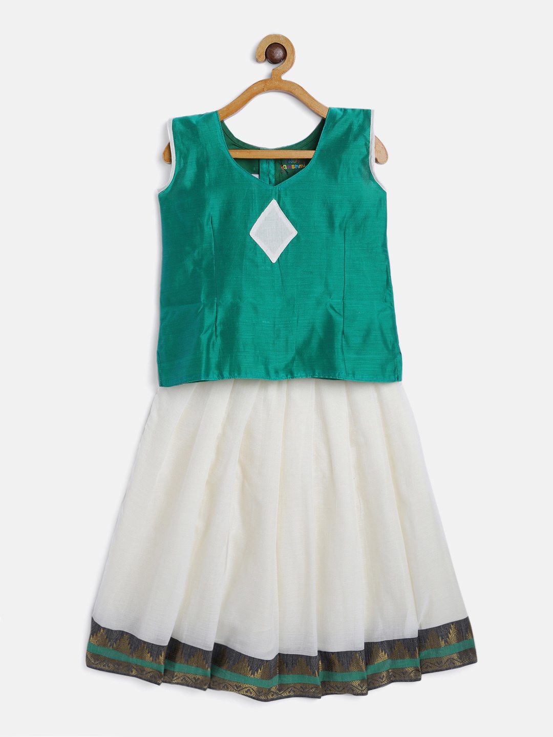 

Baby Lakshmi Girls Blue & Off White Ready to Wear Lehenga