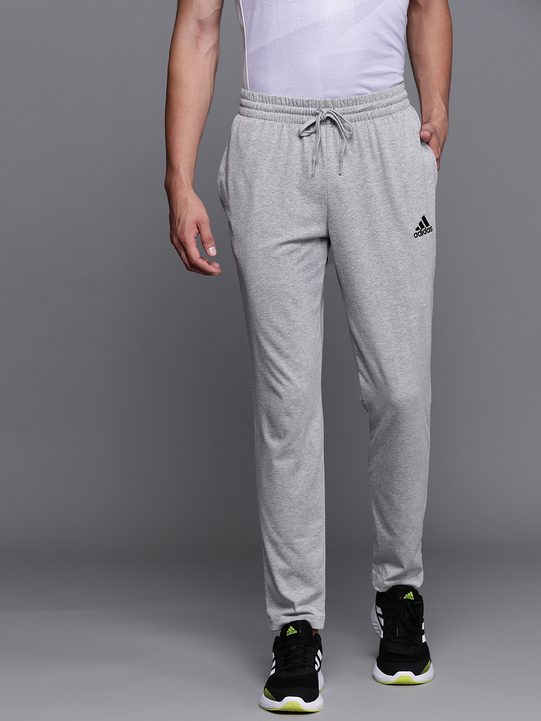 

ADIDAS Men Grey Melange Solid Essentials Tapered Trackpants
