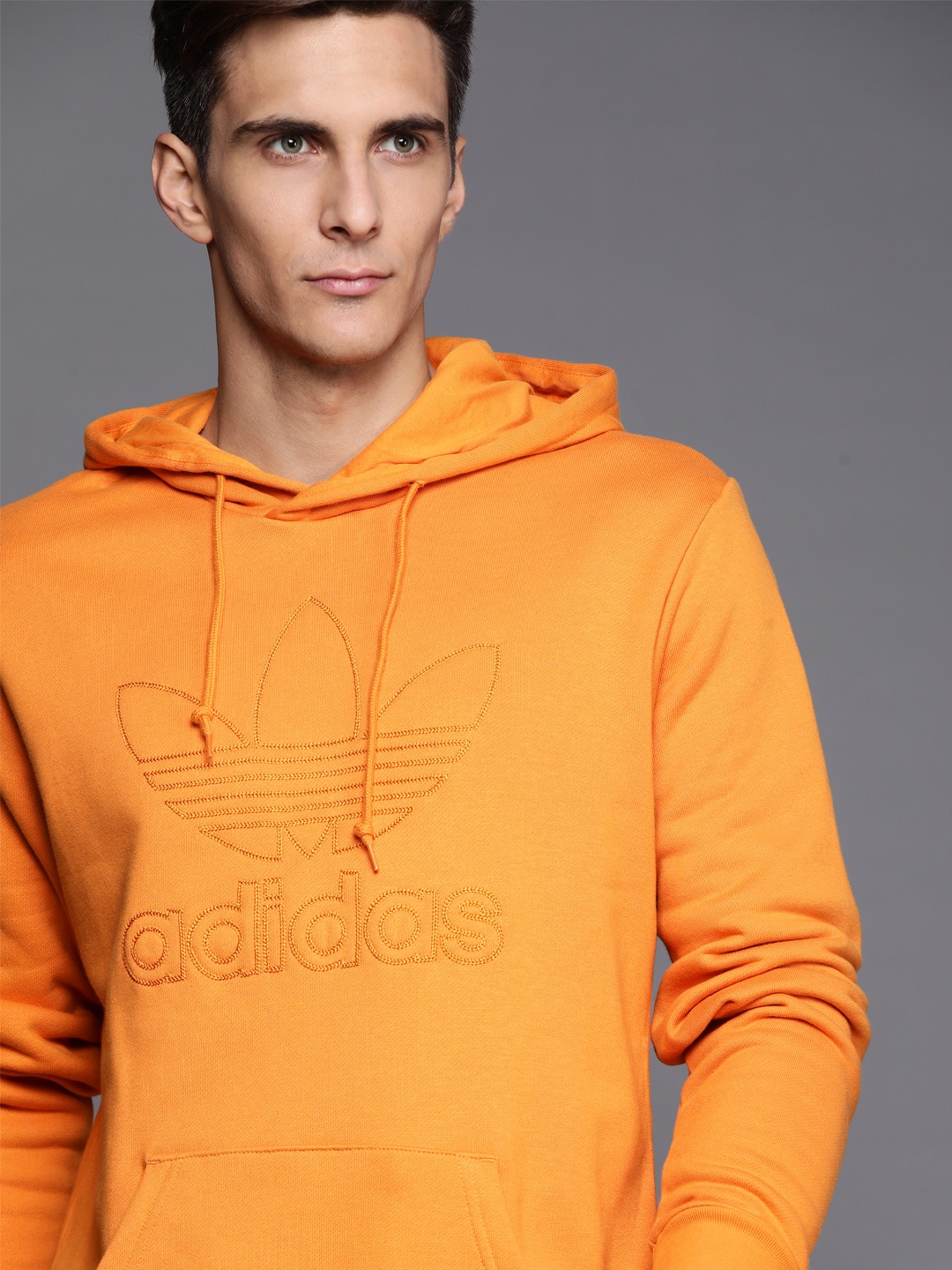 

ADIDAS Originals Men Orange Graphics Trefoil Series Loose Fit Cotton Hoodie