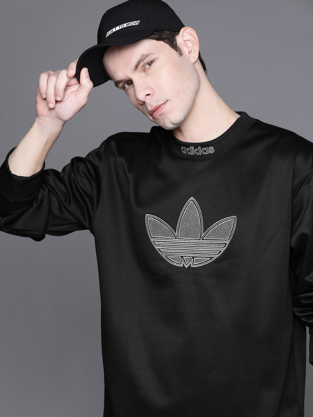 

ADIDAS Originals Men Black Sport Logo Crewneck Sustainable Sweatshirt