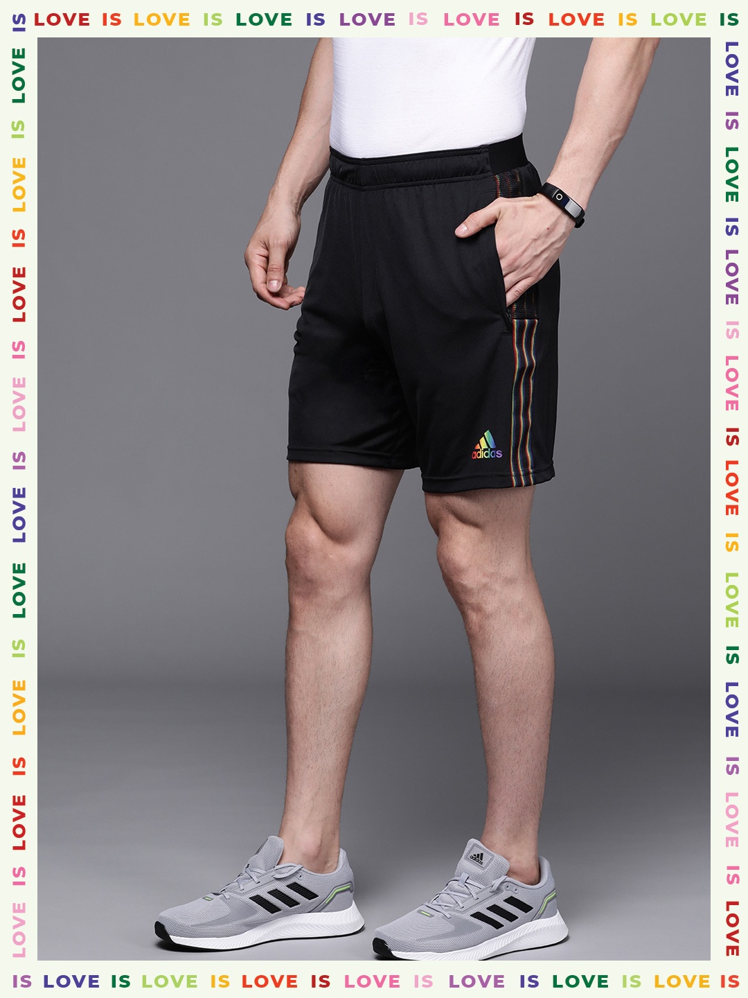 

ADIDAS Men Black Solid Tiro Pride Shorts