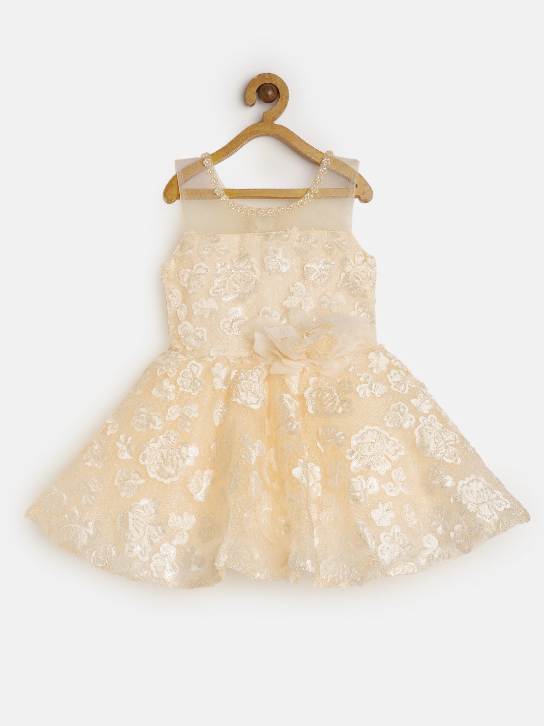 

Enfance Cream-Coloured Self-Design Net Dress