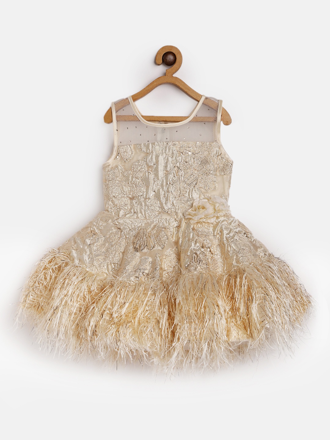 

Enfance Cream-Coloured Embellished Fringed Dress
