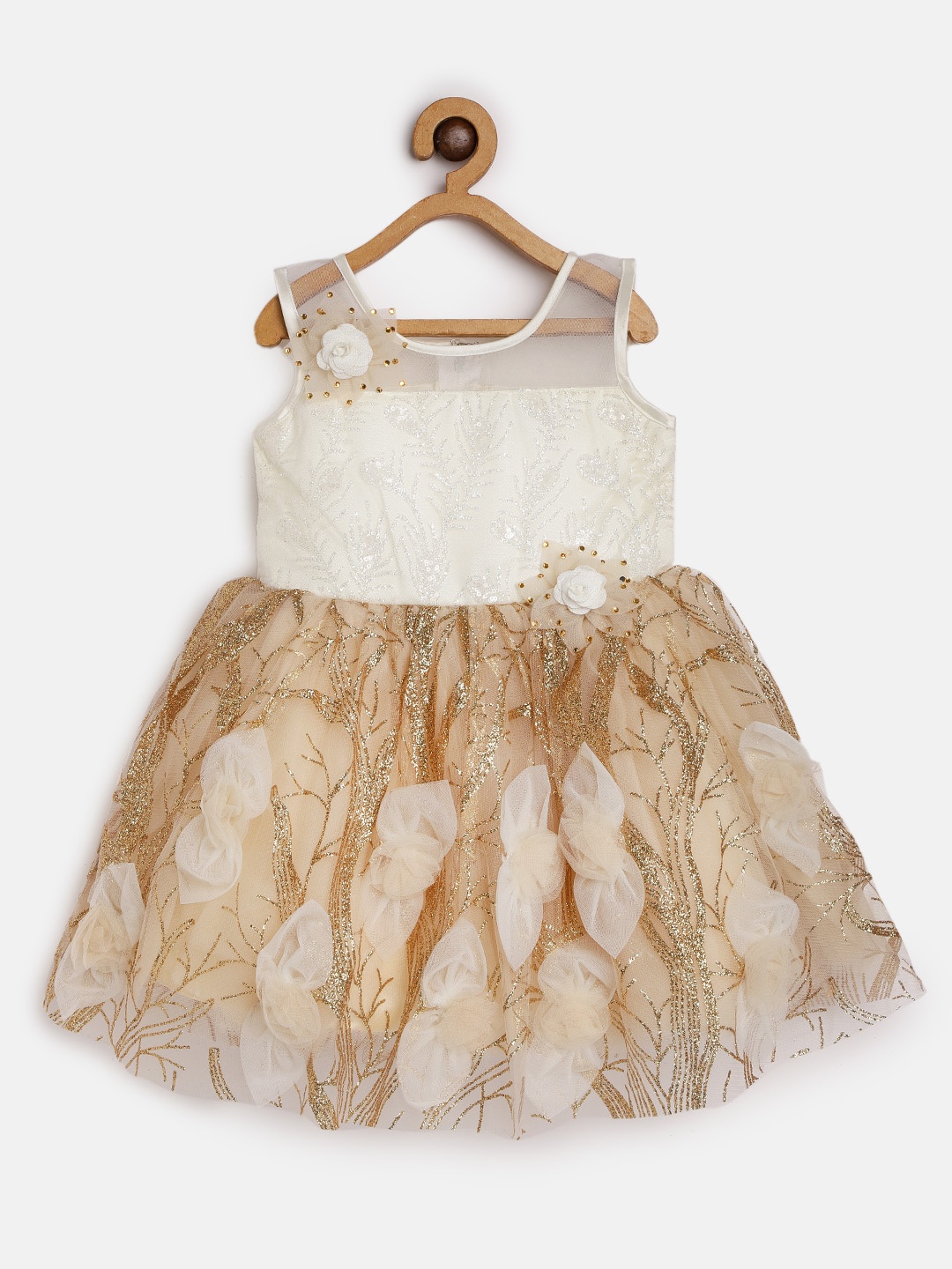 

Enfance Cream-Coloured & Brown Net Dress