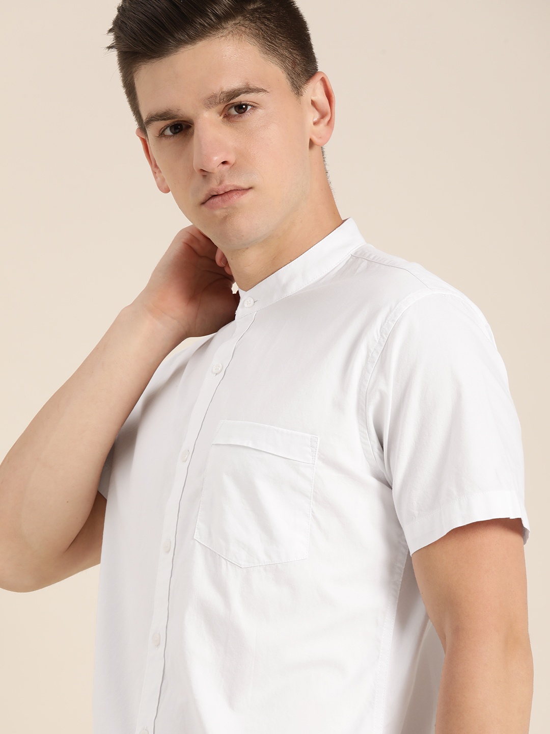

ether Men White Pure Cotton Casual Shirt