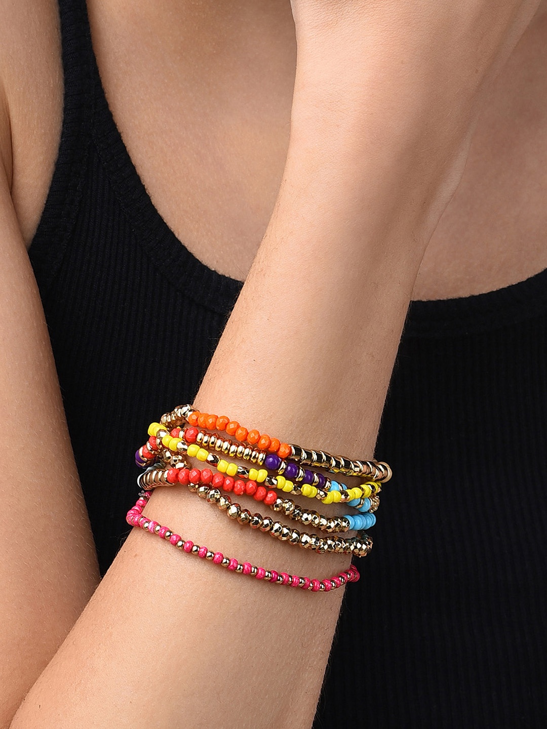 

AMI Women Gold-Toned & Yellow Elasticated Bracelet