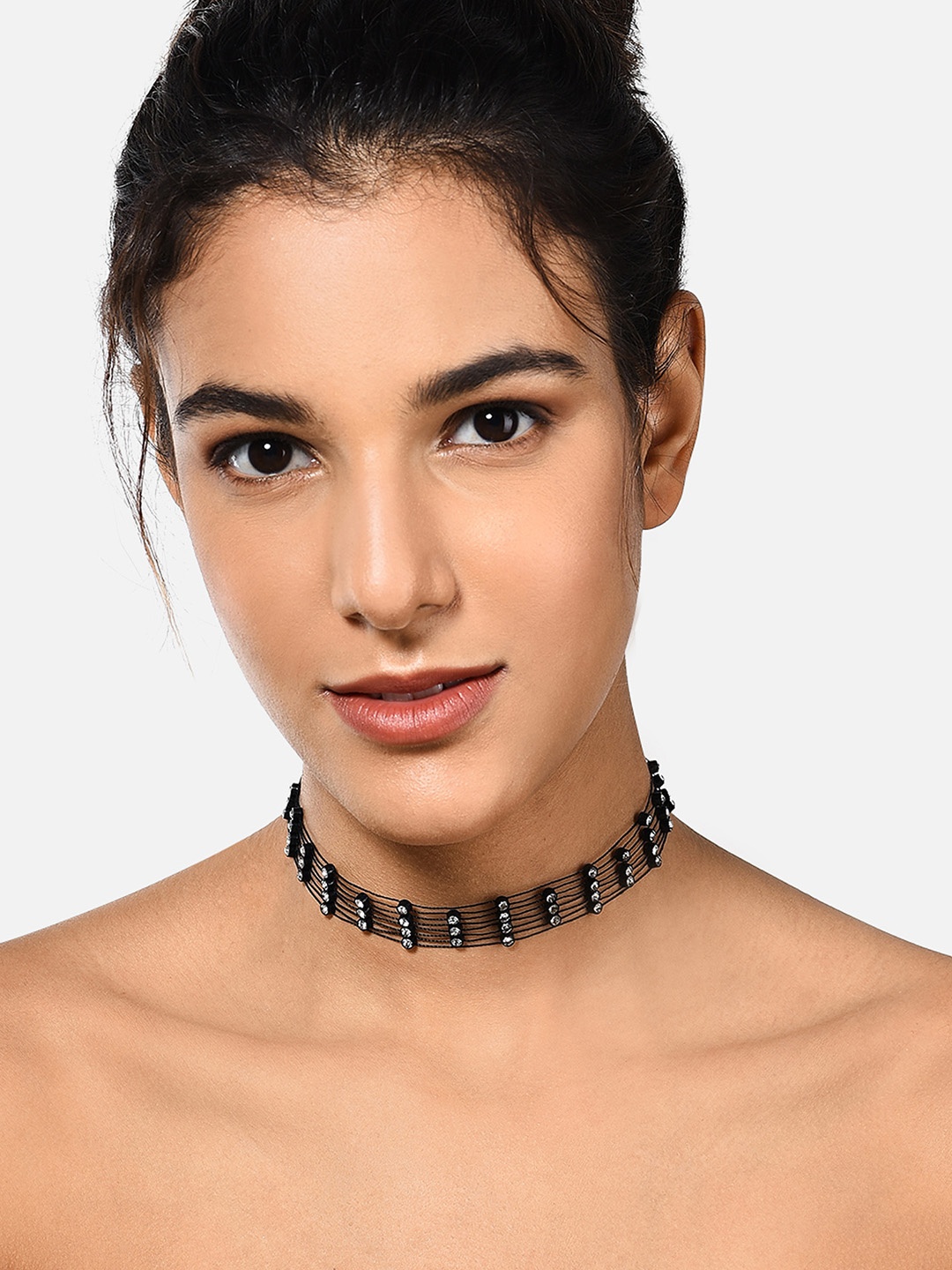 

AMI Gold-Toned & Black Gold-Plated Choker Necklace